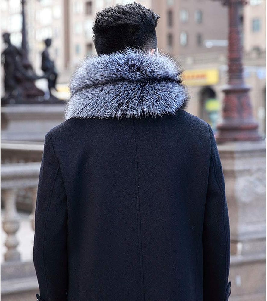 Denny&Dora Men's Fur Scarf Men's Double-Sided Fox Fur Collar Men's