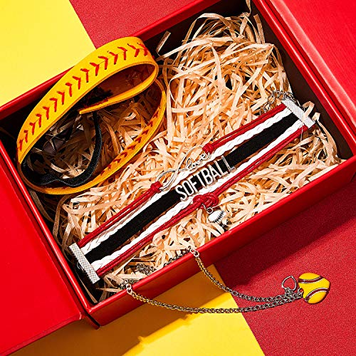 WILLBOND 4 Pieces Softball Girl Accessories Set, Softball Headband Softball Bracelet Softball Necklace Softball… - Image 4