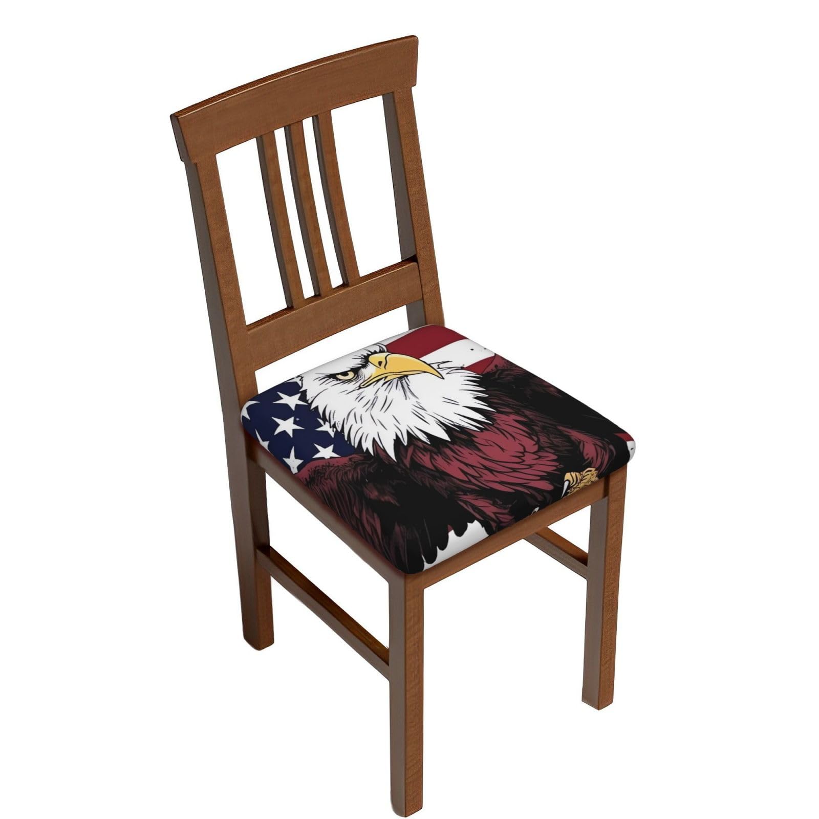 DWVTSLH American National Flag with Eagle Bar Stool Covers Square, Six Piece High Elastic Soft Seat Cushion Cover Protector Washable Barstool Slipcovers Nonslip Replacement Square Bar Chair Covers