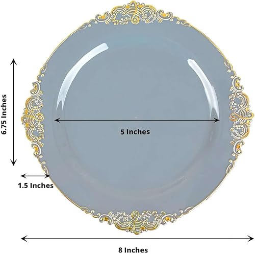 Miniatura 11 de Efavormart - Paquete de 10 platos llanos redondos de plástico de 10 pulgadas en verde salvia vintage, platos desechables barrocos en relieve