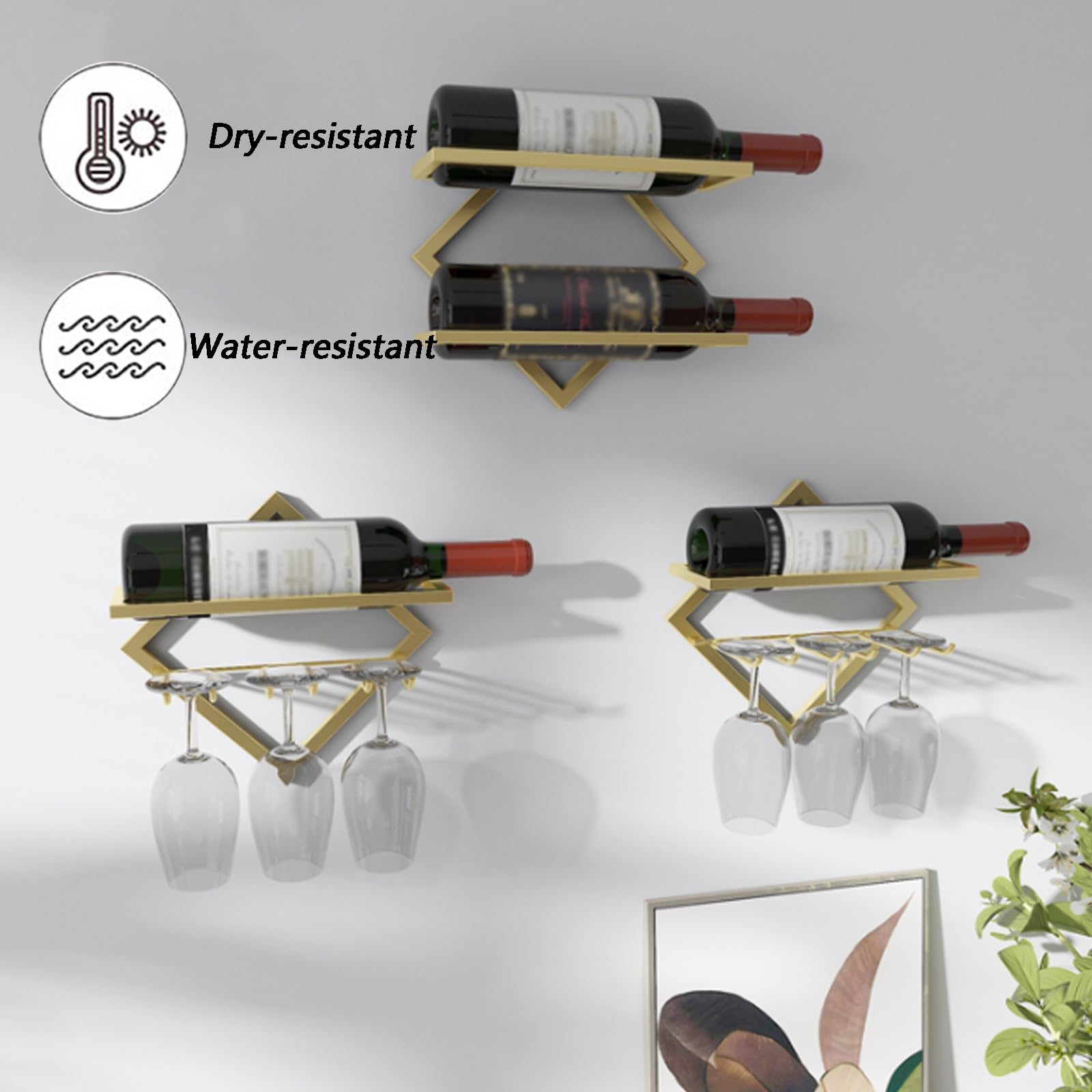 botellero, Simple y elegante, resistente duradero, ahorra espacio(Gold,2)