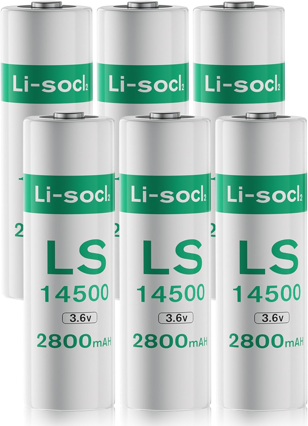 WAVYPO 6Pcs LS145OO ER14505 AA 3.6V 2800mAH Batteries for Sensor, Water Meter, Electricity Meter, Smart Oil Fuel Fauge Device, Security System, PLC Facility Equipment ER145OO-Non Rechargeable