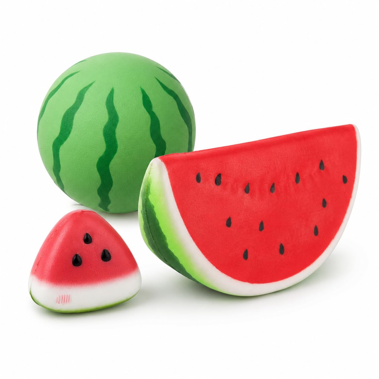 3 PCS Watermelon Squishy, Food Squishys, Mini Squishies Set, Stress Relief for Office Focus, Sensory Fidget Tool for Commute and Travel, Watermelon Collection with Colour Change Feature