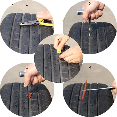 Miniatura 6 de LIIAMOAR Kit de tapones para neumáticos, kit de reparación de neumáticos de 91 piezas, con kit de parche universal de neumáticos para tapar pisos