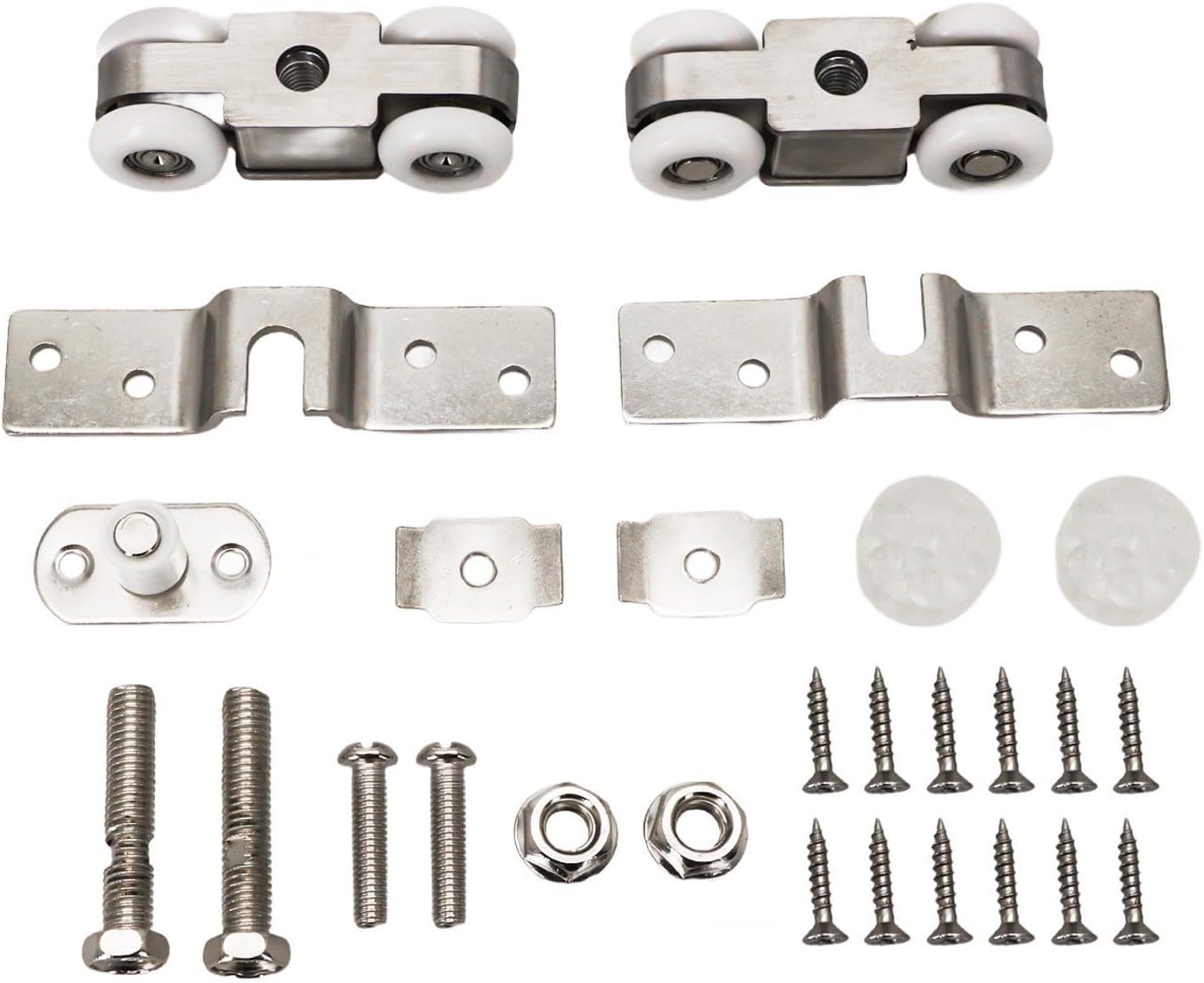 Sliding Door Track Hanging Rail Glass or Wooden Doors, Steel Mute Rollers, 1 with Installation Hardware, Space-Saving Wardrobe & Bathroom Door Solution