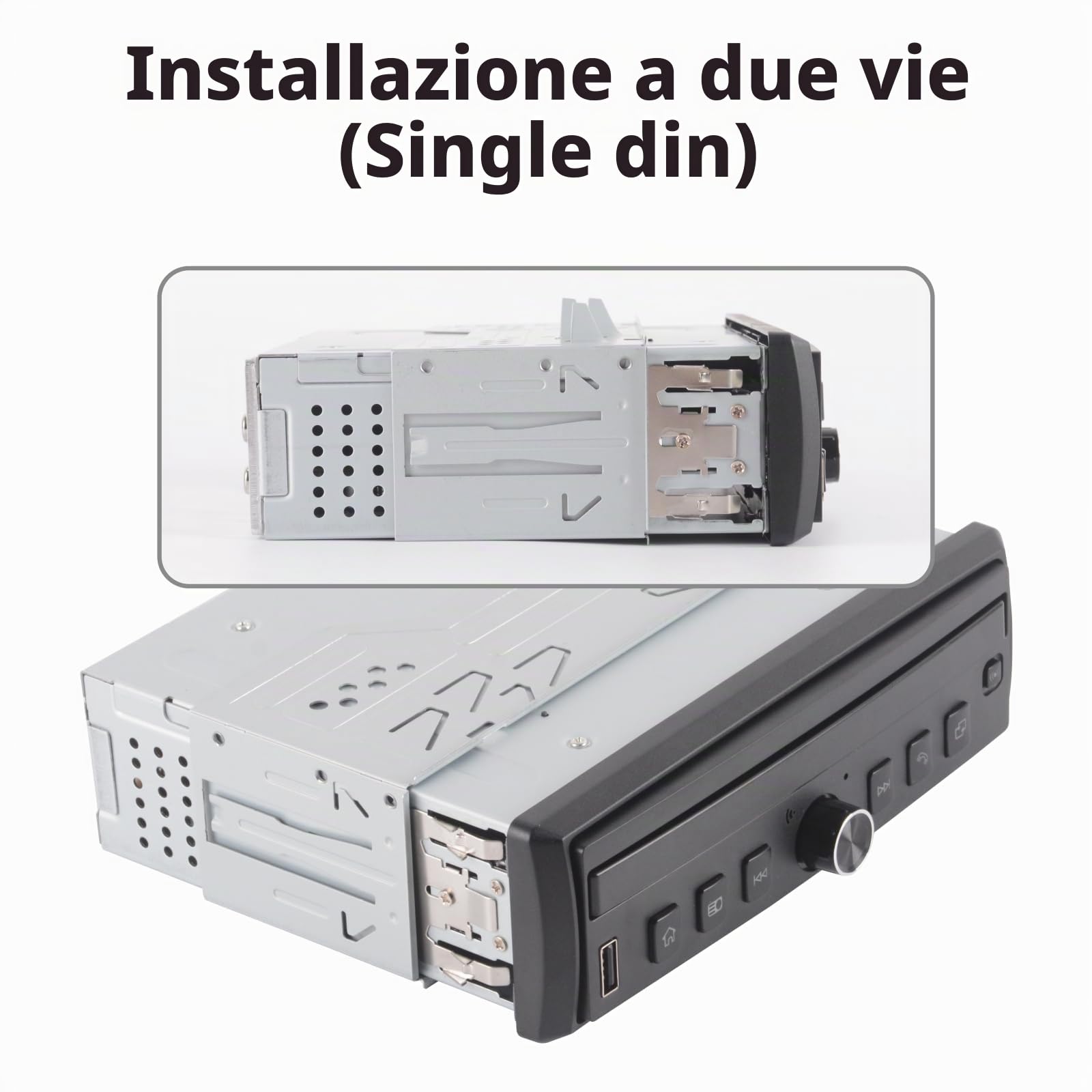 Autoradio singolo DIN con schermo a scomparsa, CarPlay wireless e Android Auto, autoradio con touchscreen a scomparsa e qualità audio di livello OEM, Bluetooth, FM RDS