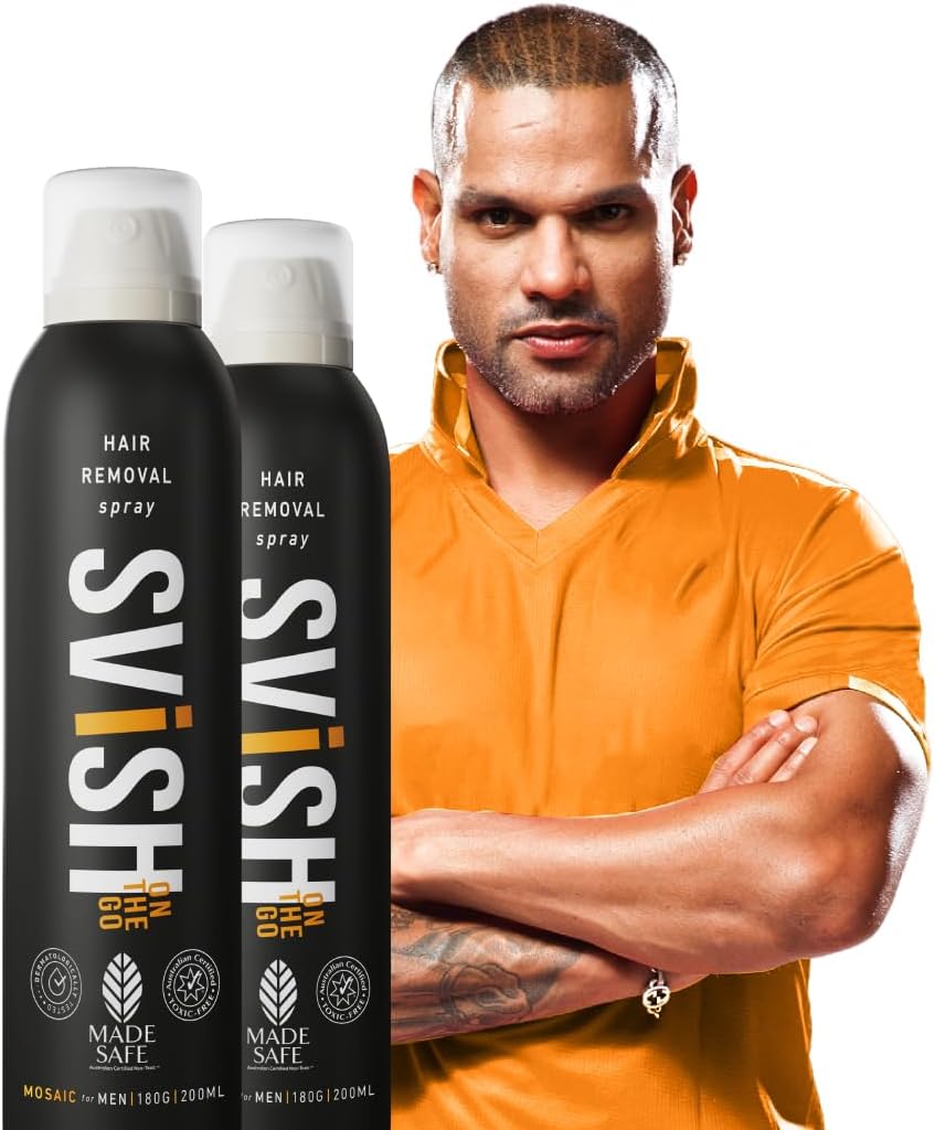 SVISH ON THE GOMen's Hair Removal Spray Pack Of 2, Made Safe Certified, (2 X 200 Ml), Post Hair Removal Cream (50Gm) 2 Count (Pack Of 1)