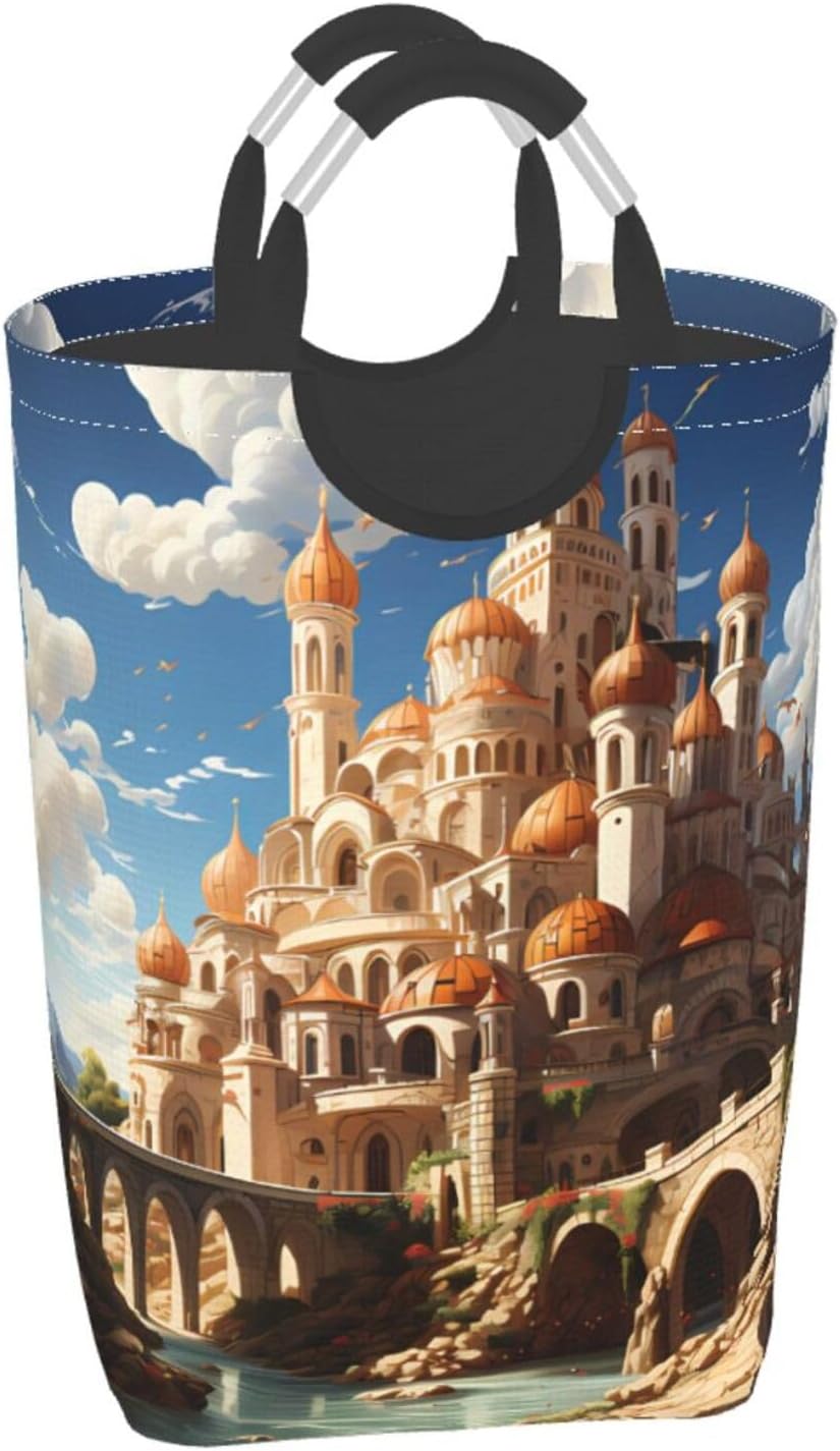 Anime Castle Sky Foldable storage bag, 50L capacity, suitable for laundry room, dormitory bedroom, dirty clothes storage basket. image 2