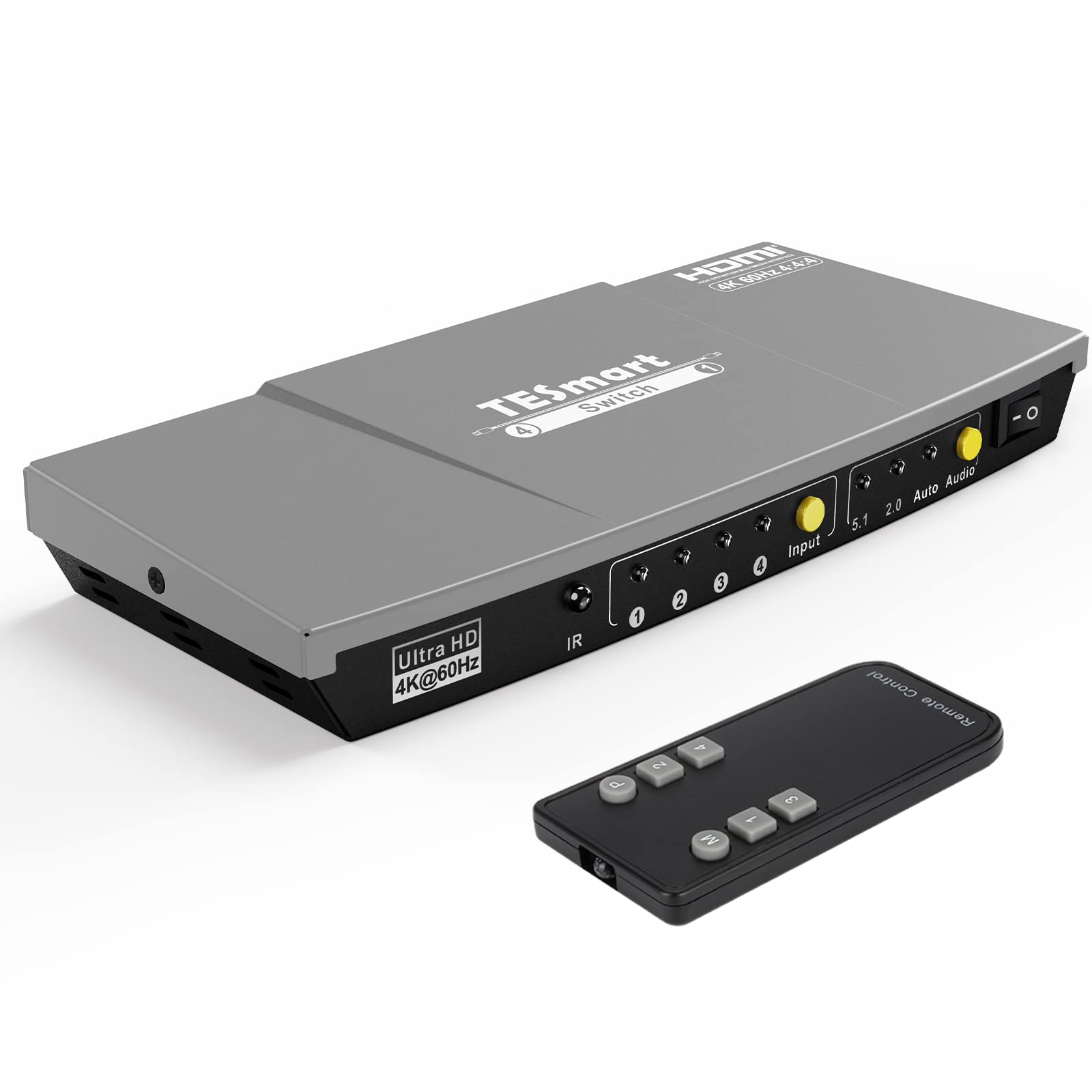 TESmart 4x1 HDMI Switch 4K HDMI Switcher Box with Optical Audio Out,4 in 1 Out HDMI Splitter with IR