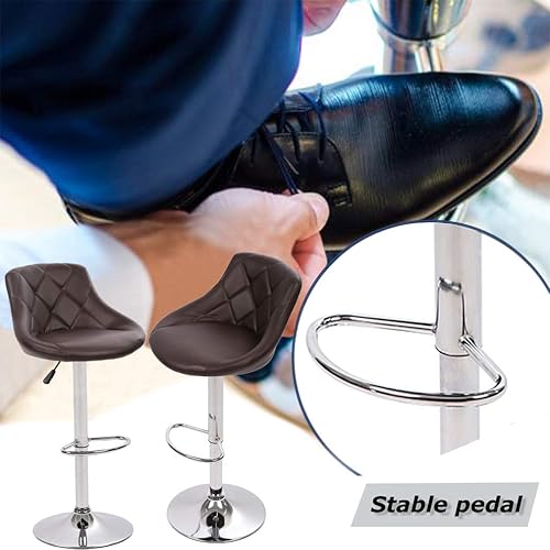 Miniatura 6 de BestMassage Taburete de bar de cuero de altura ajustable con almohadilla de respaldo de asiento, juego de 2