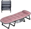 Lightweight Folding Bed Foldable Single Bed With Adjustable Tilt Function, Thickened Steel Frame, Mattress Included, Side Storage Pockets Camping Folding Bed(Multi-colored)