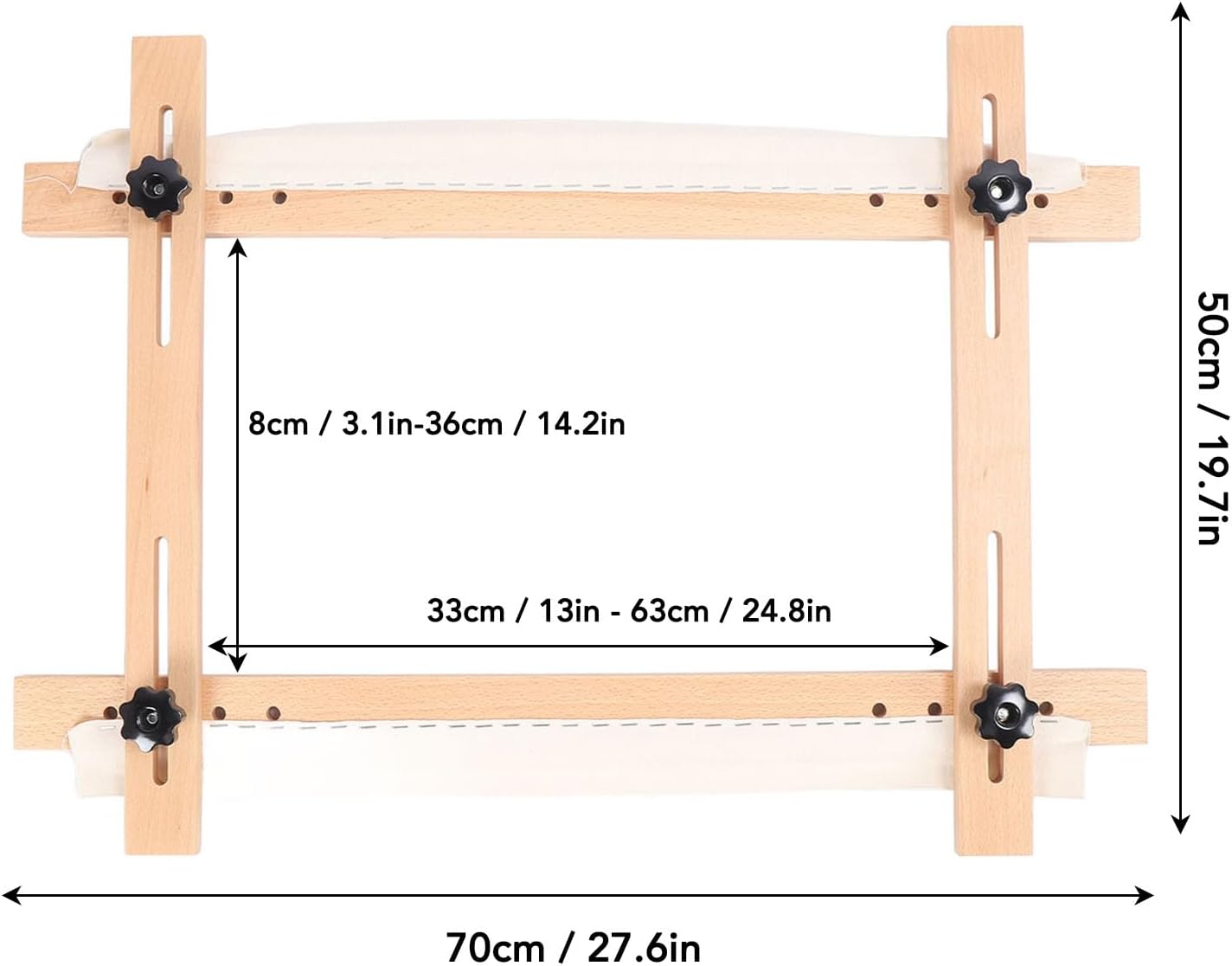 Generic Adjustable Needlepoint Embroidery Tapestry Scroll Frame, Rectangular Stretcher Frame for Quilting & Stitching, 70x50cm