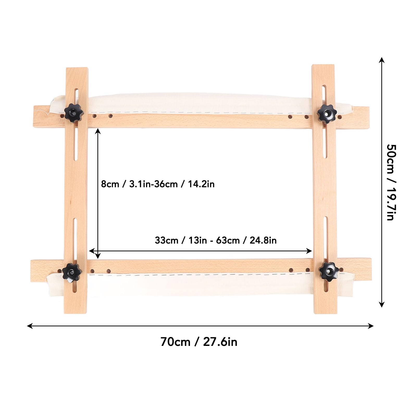 Hamwesh Telaio per Ricamo Ad Ago, Regolabile Fino a 70x50 Cm in Legno di Faggio per Ricamo, per Arazzo, per Scorrimento, Telaio Rettangolare per Quilting a Punto Croce con Morsetto da Scrivania per