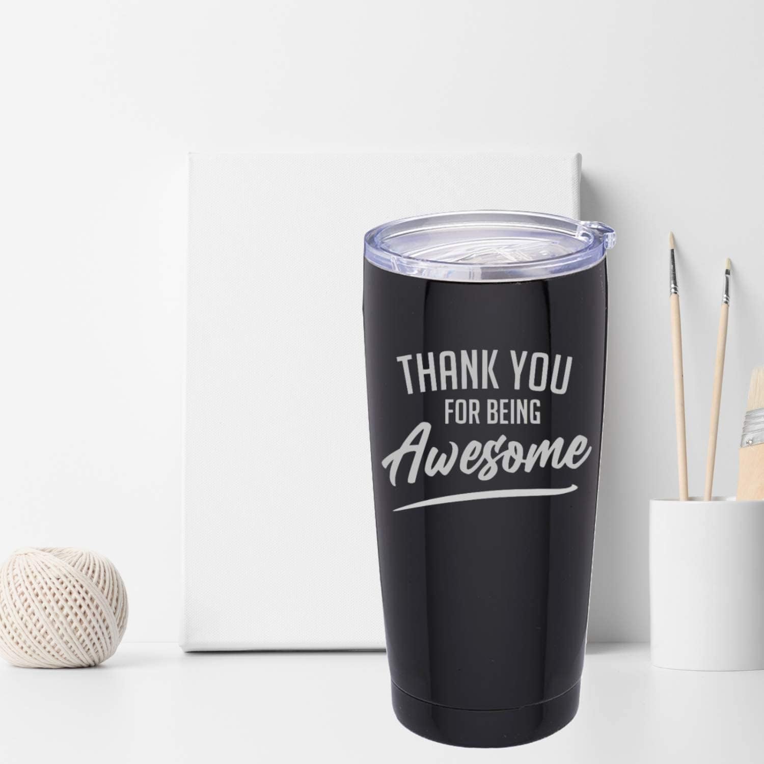 Tор Brаndѕ Thank you for Being Awesome 20oz Stainless Steel Tumbler - Thank you Gifts - Gifts for Women Coworker Gifts - Boss Gifts - Teacher Gifts - Thank You Gift for Best Friends - Gifts for Friends (Black)