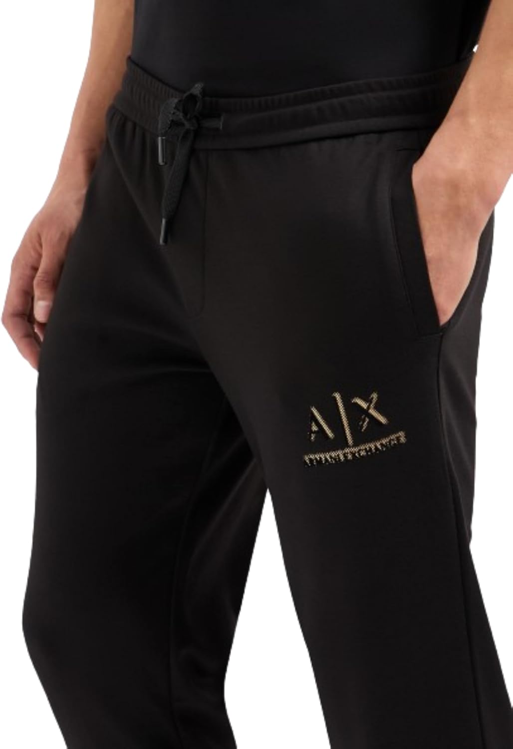 Armani Exchange Men's A|x Gold Logo Fleece Drawstring Trouser Pants - Image 4