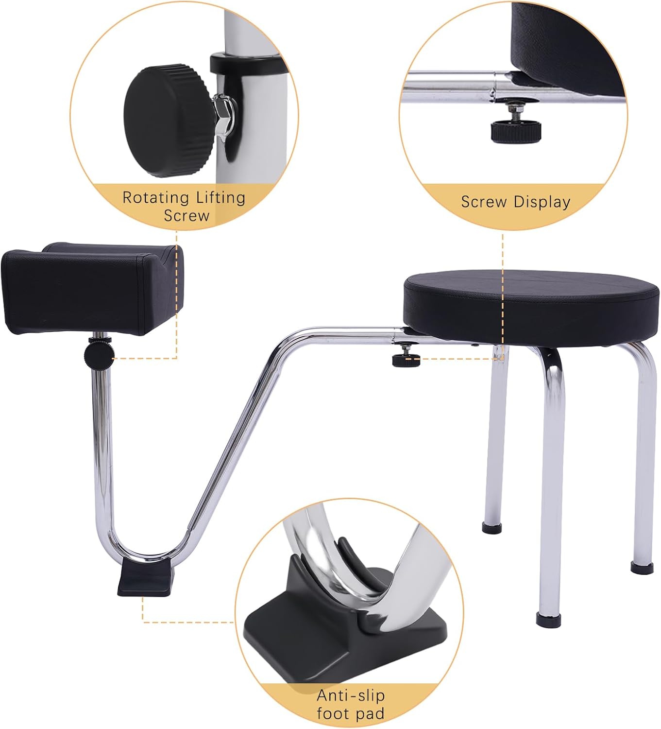 Pedicure Foot Rest Stool Chair, Adjustable Leg Rest PVC Pad Pedicure Foot Rest Stand for Nail Tech Spa Beauty Salon Studio Equipment Supplies (Black)