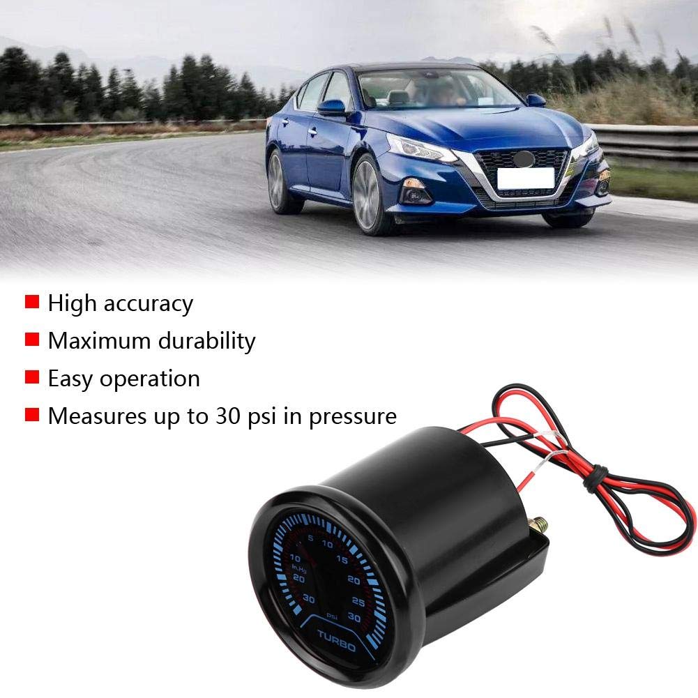 Misuratore di Pressione Universale 52mm per Turbocompressore, Quadrante Fumé, Indicatore di Pressione Adatto a Veicoli Turbo