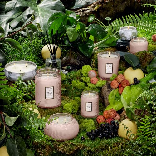 Image of Voluspa Panjore Lychee, Large Candle Jar, 18 oz, 100 Hour Burn Time, Coconut Wax for Clean Burning, Handcrafted in the USA