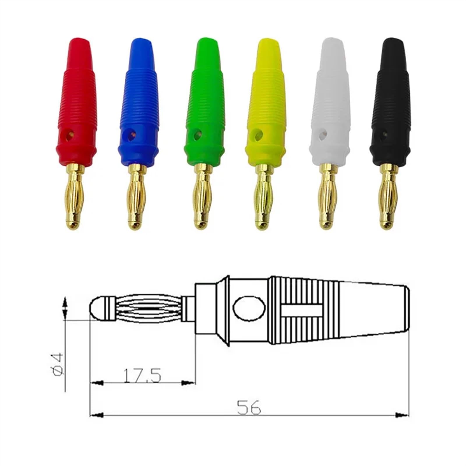 20 sztuk 4mm wtyk bananowy, czysta miedź, pozłacany kabel głośnikowy muzyczny, pin, wtyk bananowy wtyk (żółty 20 sztuk)