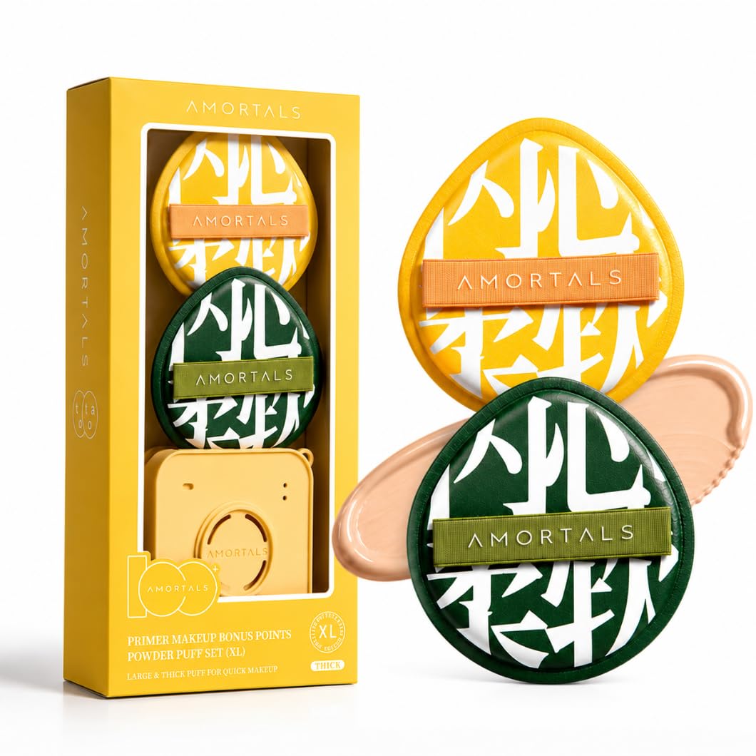 AMORTALS Foundation Puff Set, 2PCS Teardrop Makeup Sponges with Case