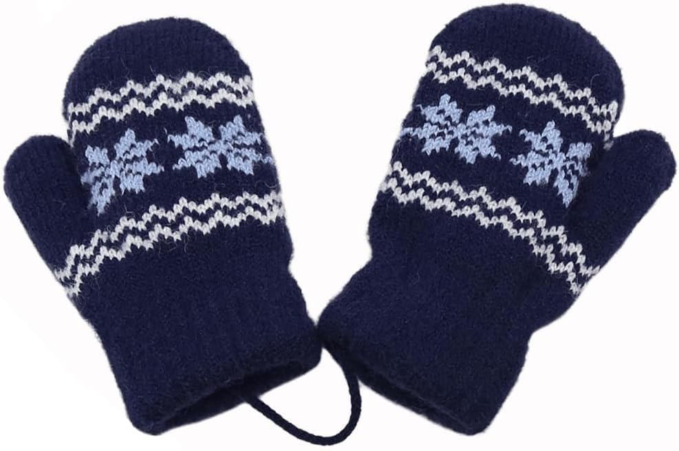 Baby Kids Warm Knit Gloves Toddler Soft Stretch Mittens Cute Snowflake Thick Mittens Winter for Boy Girl Cold Weather - Image 3
