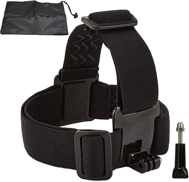 StylishDevice Action Camera Strap + J-Hook, Thumbscrew & Drawstring Storage Bag. Compatible with GoPro and all action cameras (Head Harness)