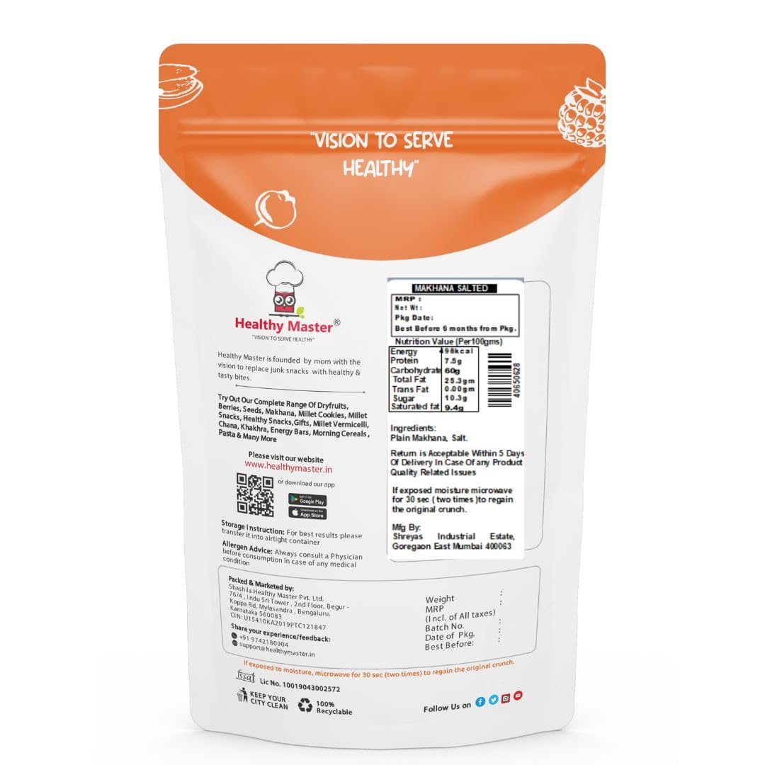 Healthy Master Roasted Salted Makhana (Fox Nuts) – 120 GM | Keto, Diabetic & Jain Friendly | Rich Calcium, Gluten Free, Tasty & Crispy | Healthy Munchies | Organic Snacks - Image 2 thumbnail