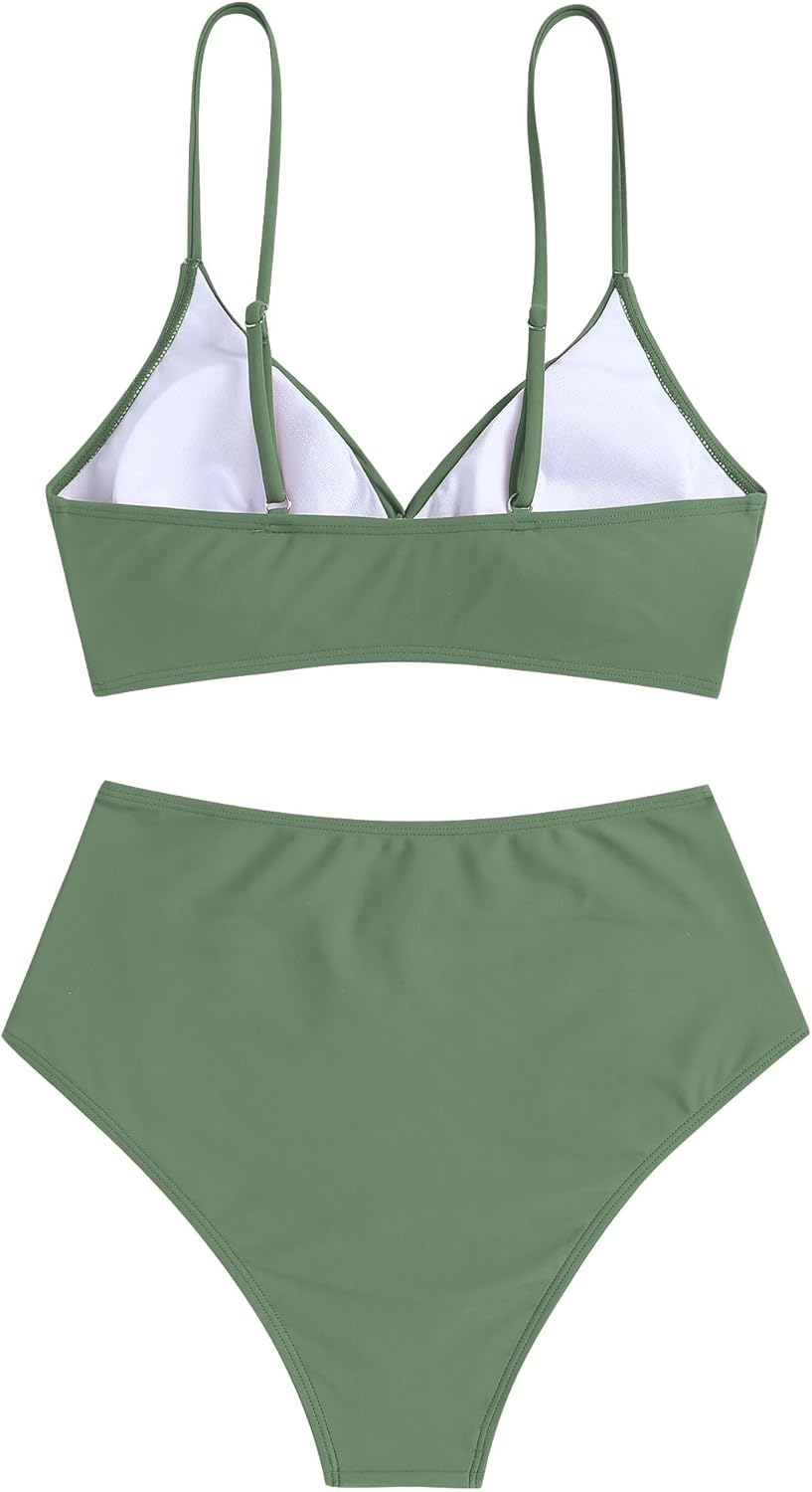 ZAFUL Women High Waisted Bikini Sets Two Piece Swimsuit Push Up Twist Front Ruched Bathing Suit - Image 5