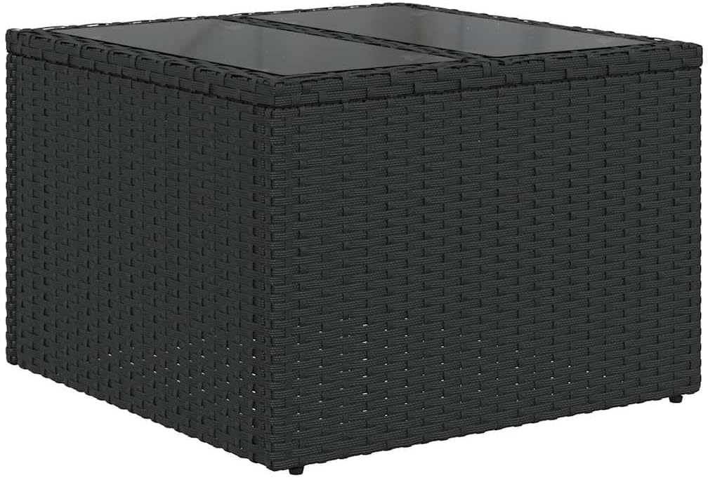 Patio Furniture,Garden Sofa Set Black PE Rattan Large Adjustable Feet