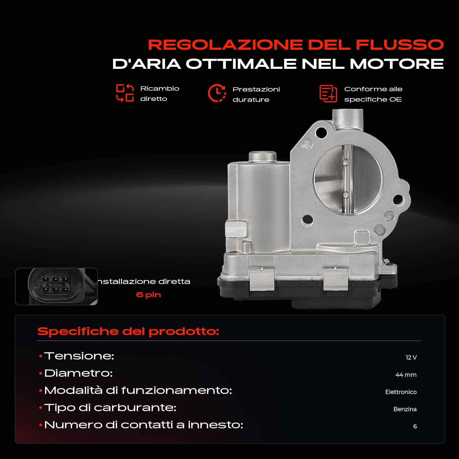 Frankberg Corpo farfallato benzina 04C133062D | Compatibile con: Ibiza IV Sportcoupé 6J1 6P5, Polo 6C1 6R1, Fabia III NJ3, Ibiza IV ST 6J8 6P8, Mii KE1 KF1