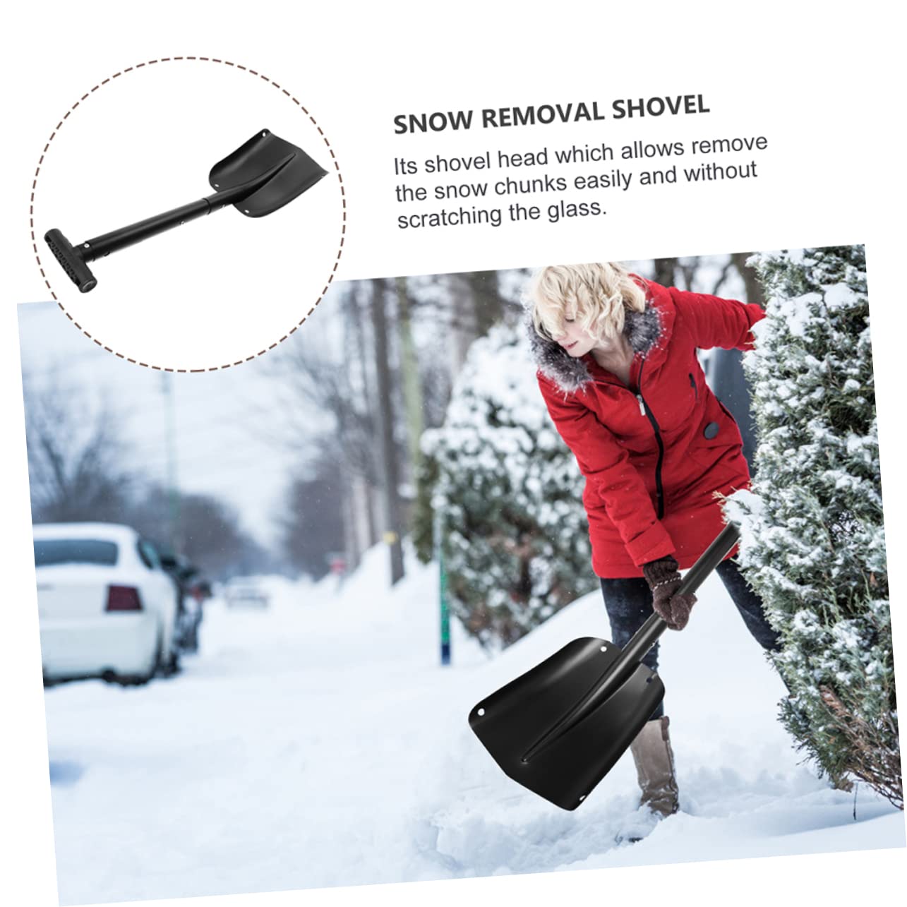 Abaodam Faltbare Schneeschaufel für Ergonomischer Abnehmbar und Platzsparend für Notfälle und Schneeräumung im Winter mit Stabiler Verbindung und Rutschfestem Design