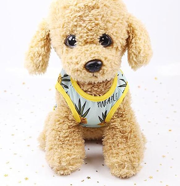 ふく福 可愛い 通気性メッシュ小中型犬服Tシャツ スポーツ服 お散歩お出かけウェアに 春夏服 ドッグウェア ベスト 日焼き防ぐ 脱毛保護 (M, パイナップル Tシャツ) - 3
