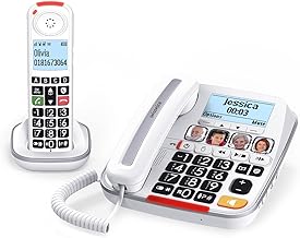 SWISSVOICE - Xtra 3355 Combo - DECT - Corded landline phone + Cordless - Large keys - Answering machine - Audio Boost - Loud ringtones - Hearing aid compatible - Call blocking - White