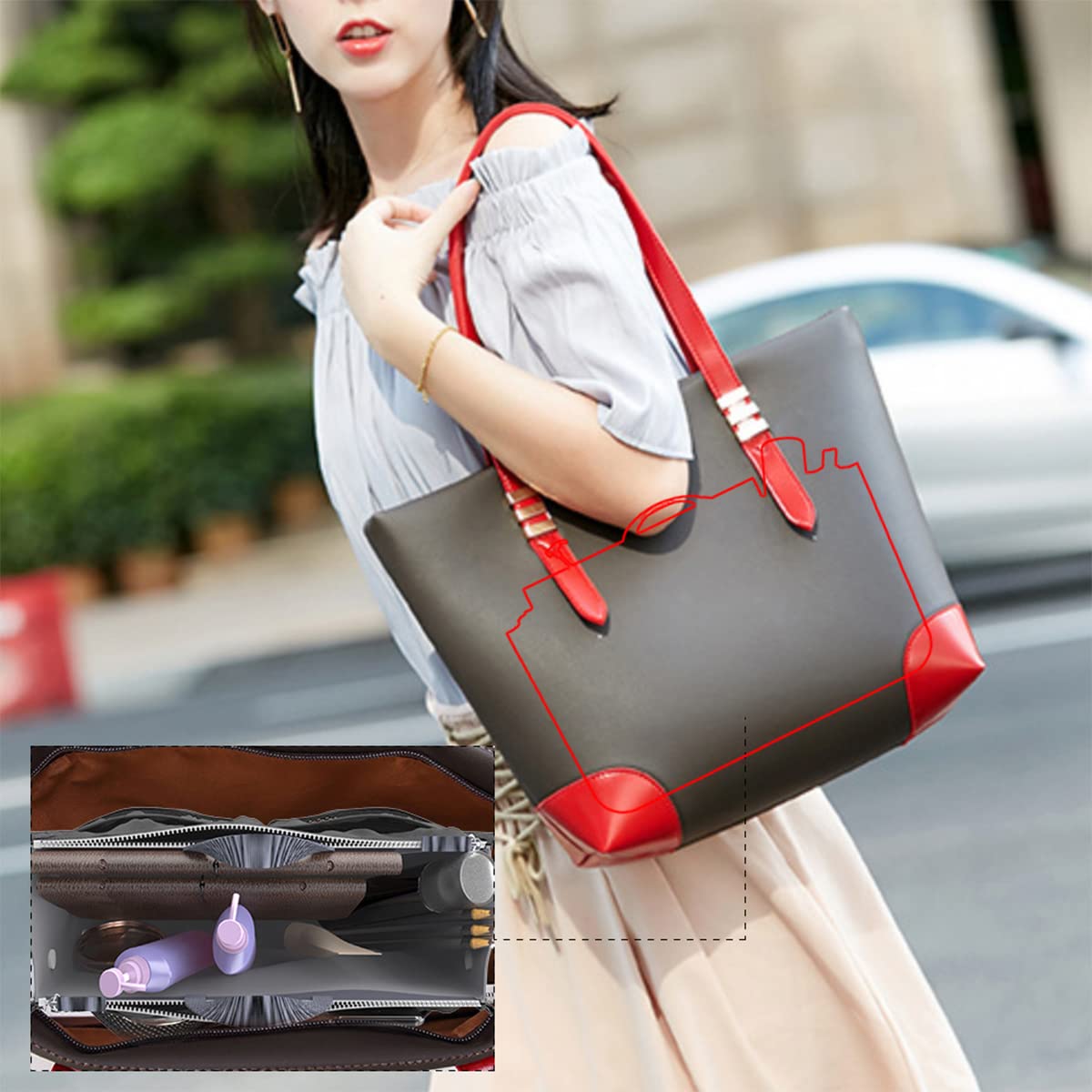 Organizador De Bolsos Con 13 Bolsillos - Transparente, Ligero Y Multifuncional (27.5x15.5x9.5 Cm)