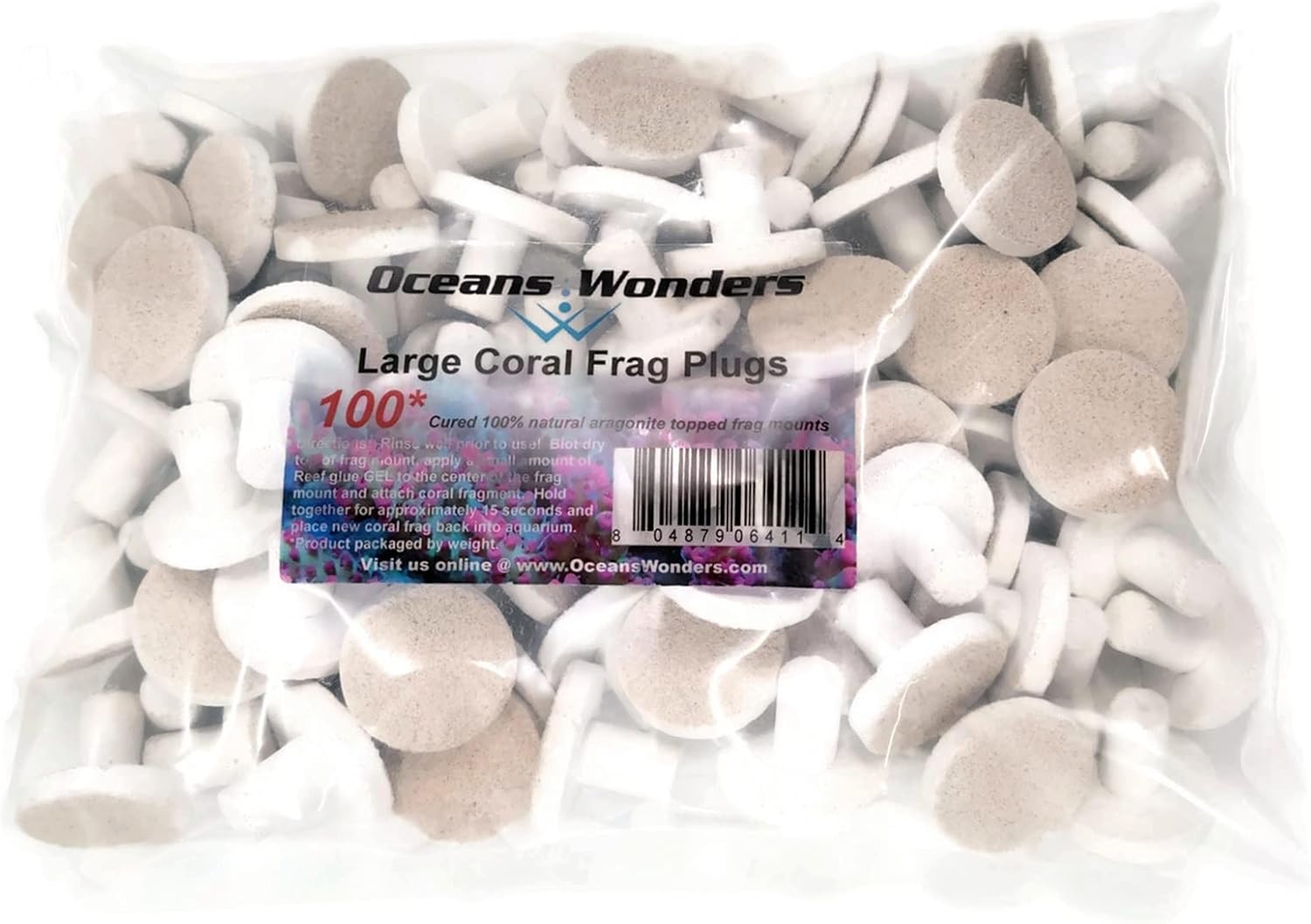 Oceans Wonders Large Coral Frag Plugs 100pc