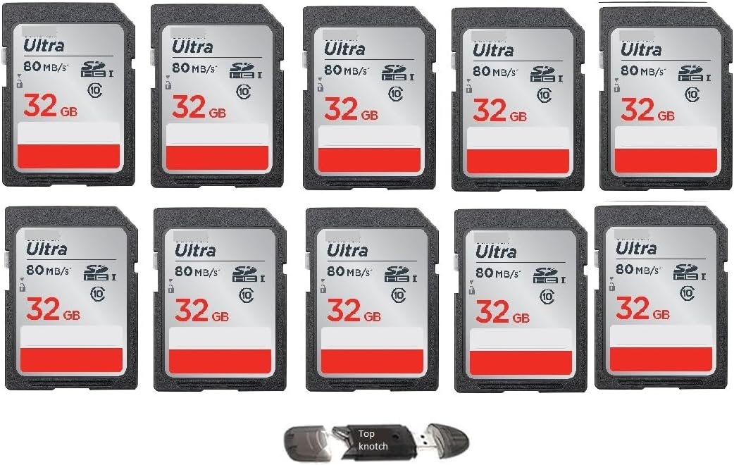 32GB Ultra SDHC UHS-I Memory Card (10-Pack) with TopKnotch High Speed USB Card Reader Bundle (11 Items)