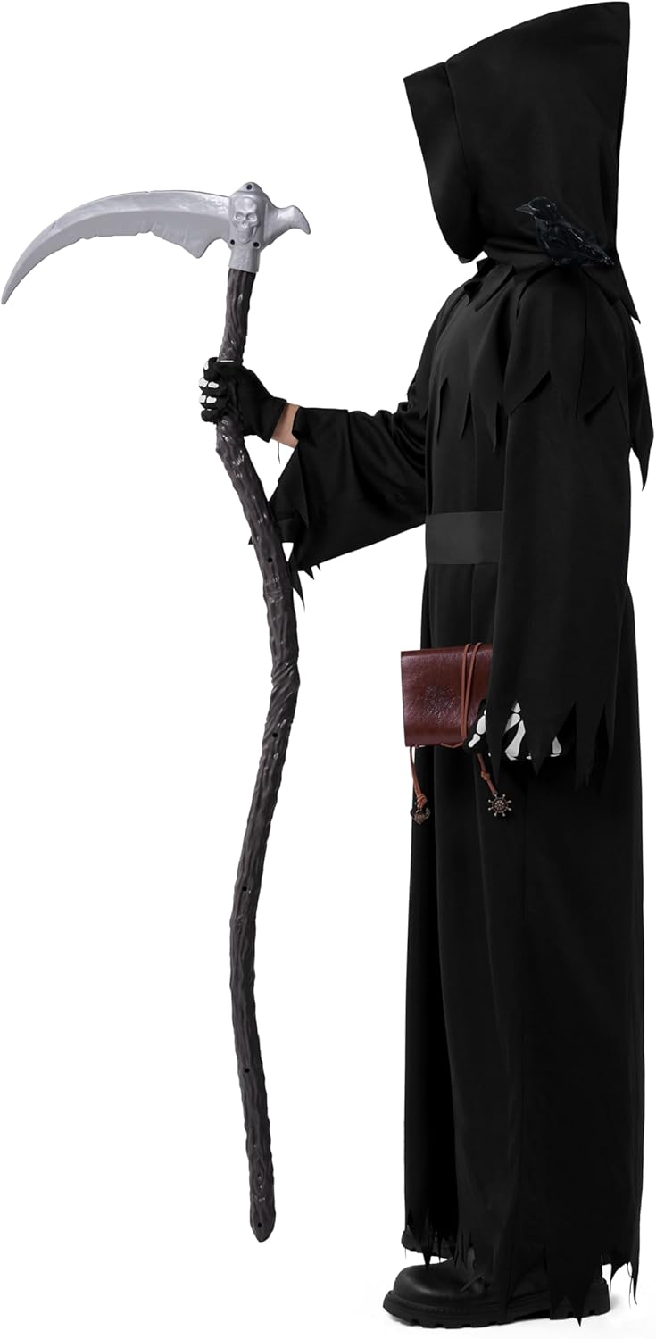 Spooktacular Creations Halloween Grim Reaper Costume for Kids, Glowing Eyes Grim Reaper Costume for Boys - Image 5