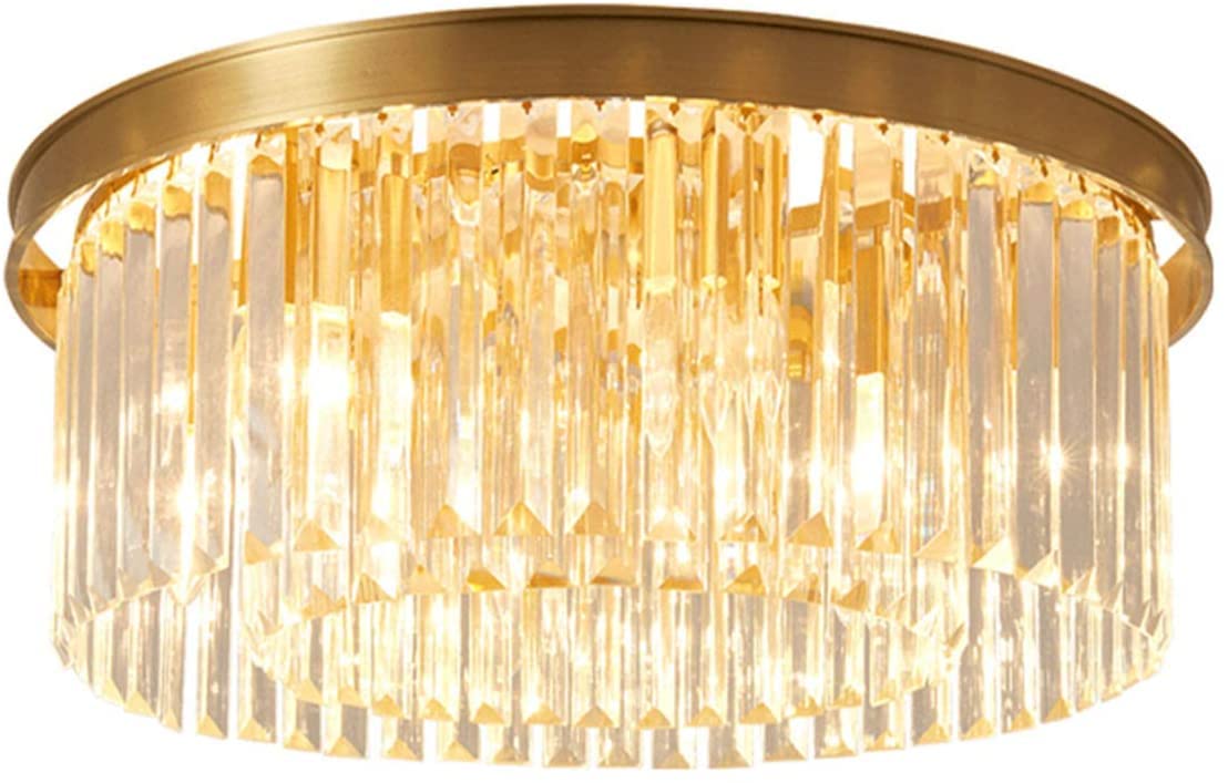 Okrągła lampa sufitowa wpuszczana, kryształowa lampa sufitowa K9 w kształcie kropli deszczu, nowoczesna lampa sufitowa do sypialni, salonu i łazienki, złota, 60 x 19 cm