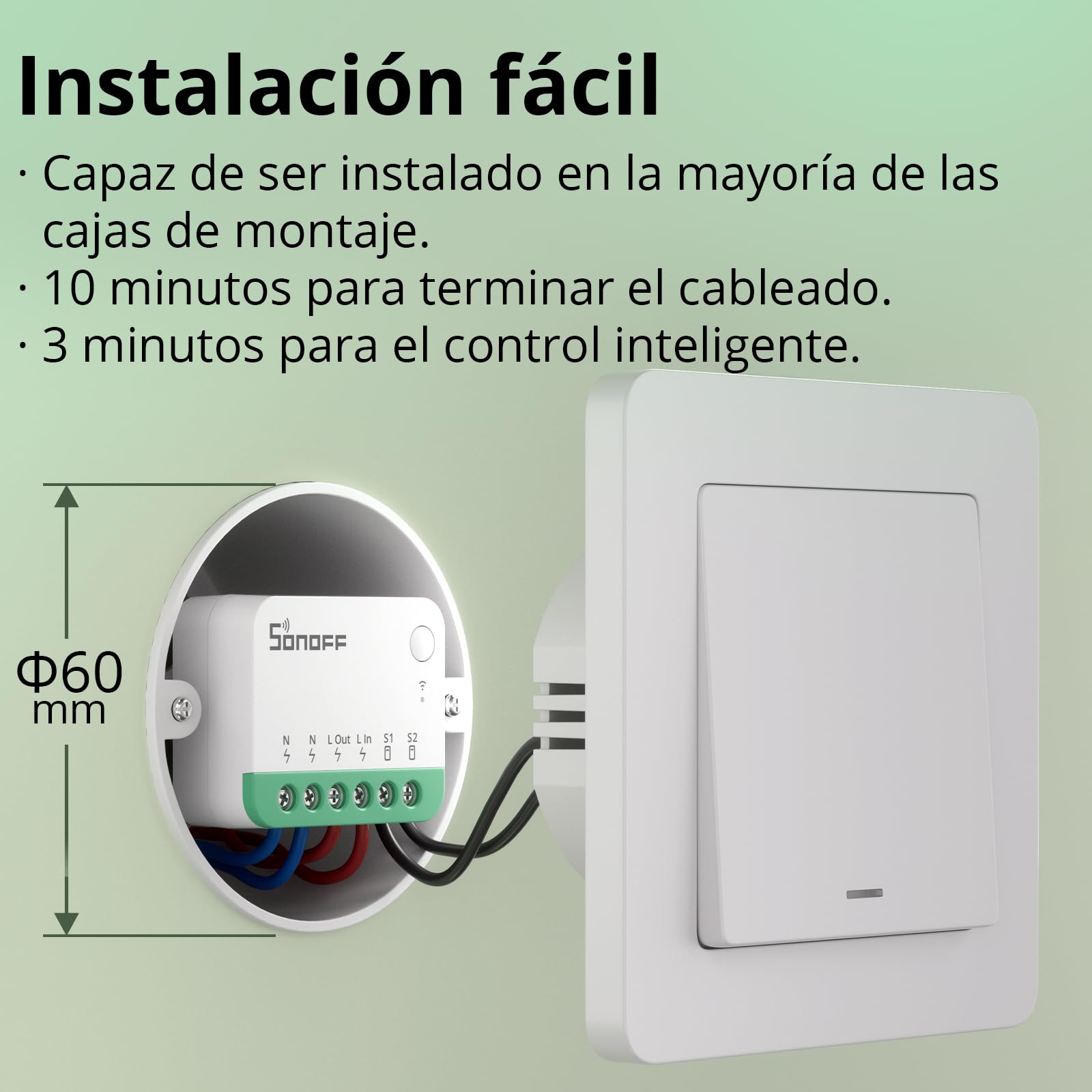 SONOFF Matter Interruptor WiFi Inteligente, DIY Rele WiFi, Funciona con Apple Home, Alexa, Google Home, Requiere Neutral