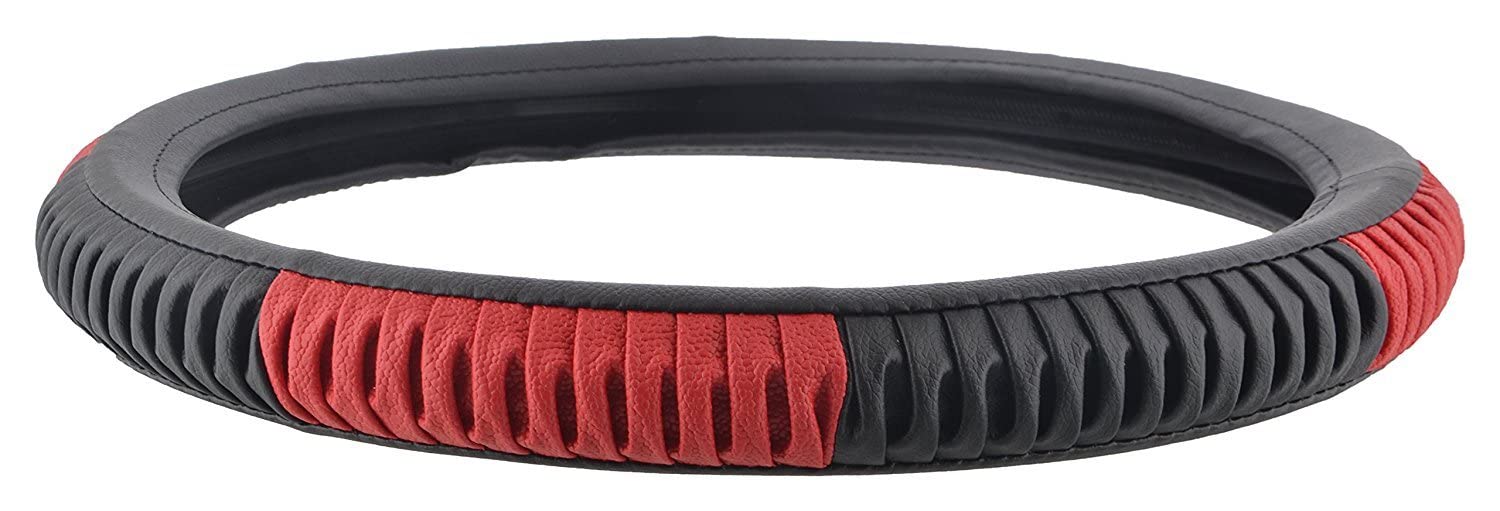 Drive Bulls Anti-Slip Steering Wheel Cover – Universal Fit (37-38 cm) | Soft Leather Grip | Sweat-Proof & Odor-Free | Stylish Black & Red Design for Cars for Tata Altroz 2021-image-31