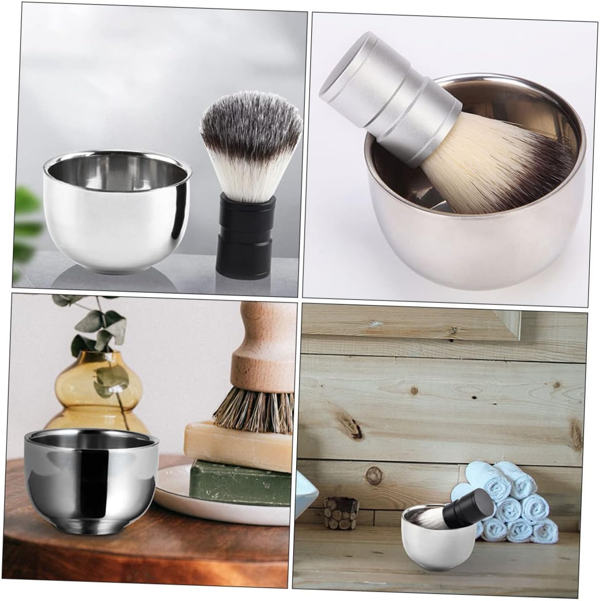 Men's Shaving Bowl Stainless Steel Brush Bowl for Shaving Foam Soap Smooth Edges
