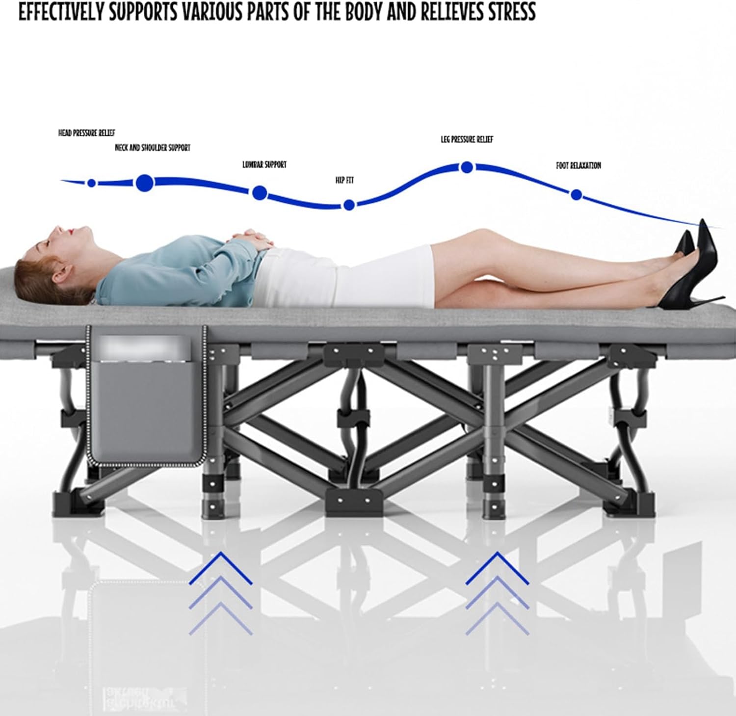 Folding Camping Cot, Folding Chaise Lounge Chairs Outdoor, Portable Folding Bed Cot Lounge Chair, for Home Office Outdoor Pool Patio Beach Travel (Color : Black, Size : 190x68cm)