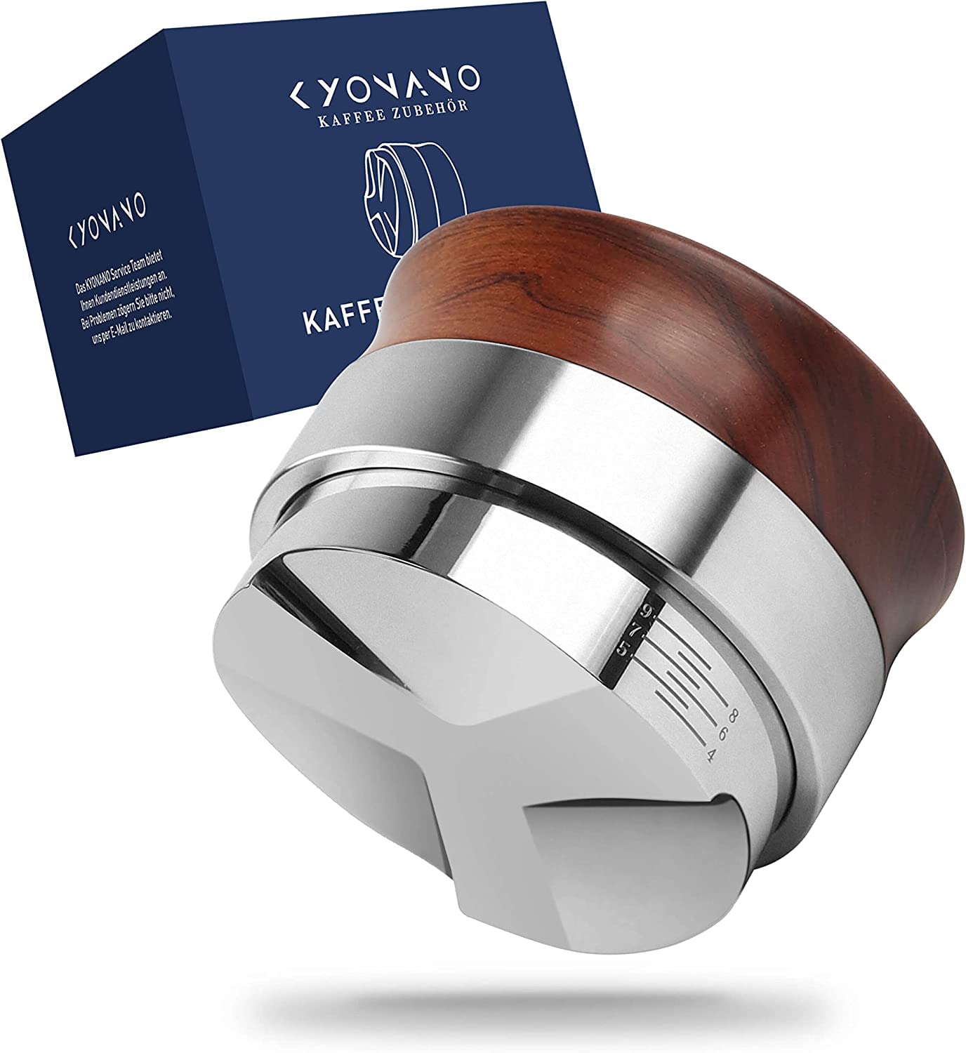 KYONANO Dalbergia Odorifera Wooden Coffee Distributor 51mm - Espresso Distributor with Adjustable Depth Scale - Coffee Distribution Tool - Fits for 51mm Delonghi Portafilter