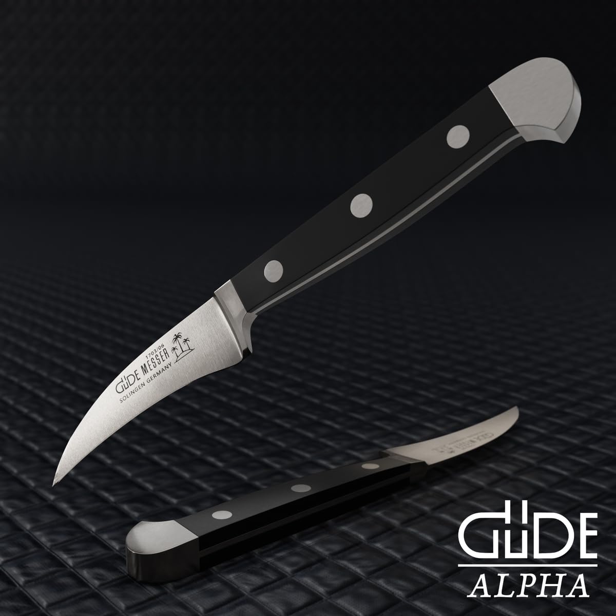 Güde Solingen Schälmesser geschmiedet 6 cm POM schwarz ALPHA Tourniermesser Doppelkropf Handmade Germany