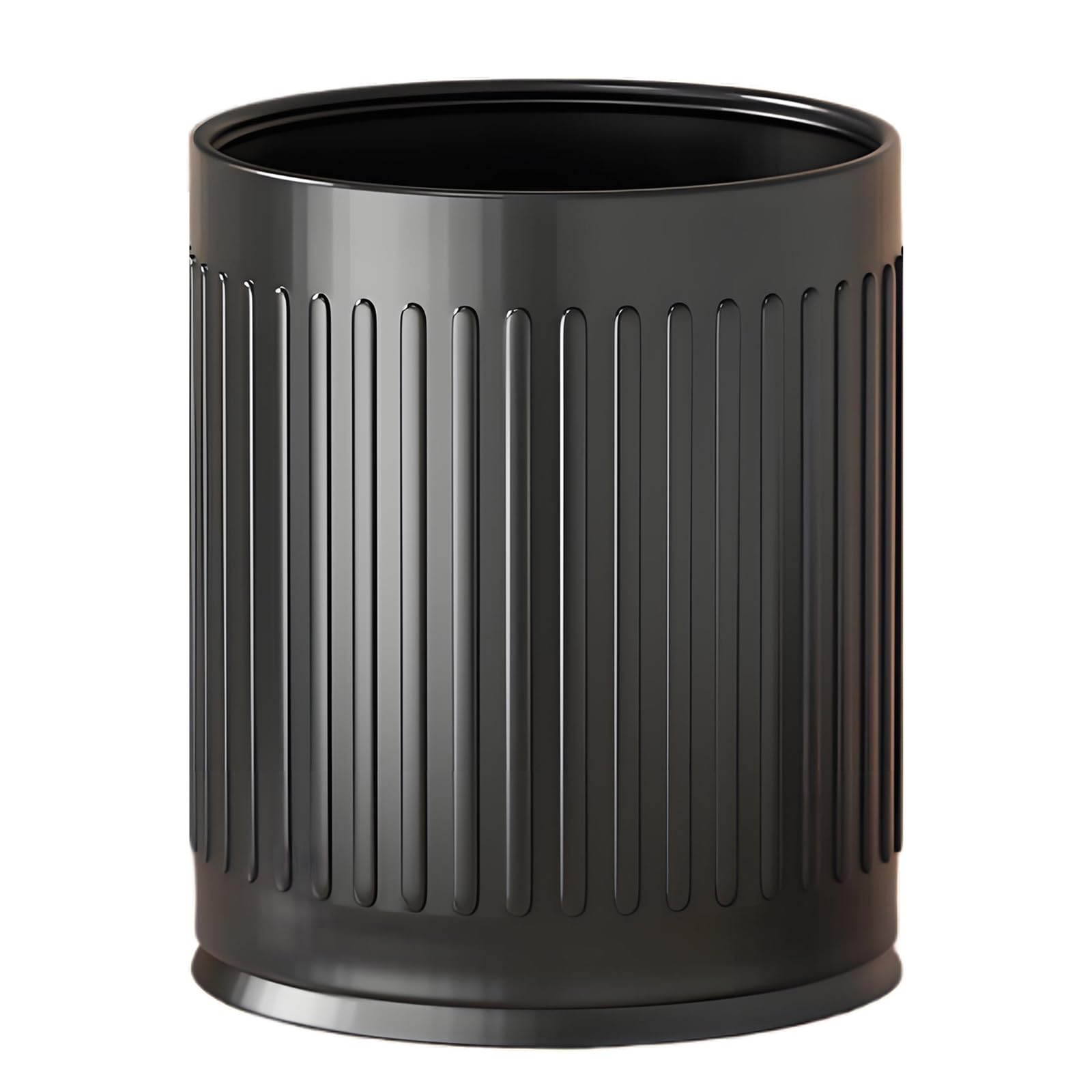 metal trash can, double-walled waste basket hides the trash bag, open top round garbage can small trash bin for bathroom, kitchen, bedroom, office, toilet, etc.