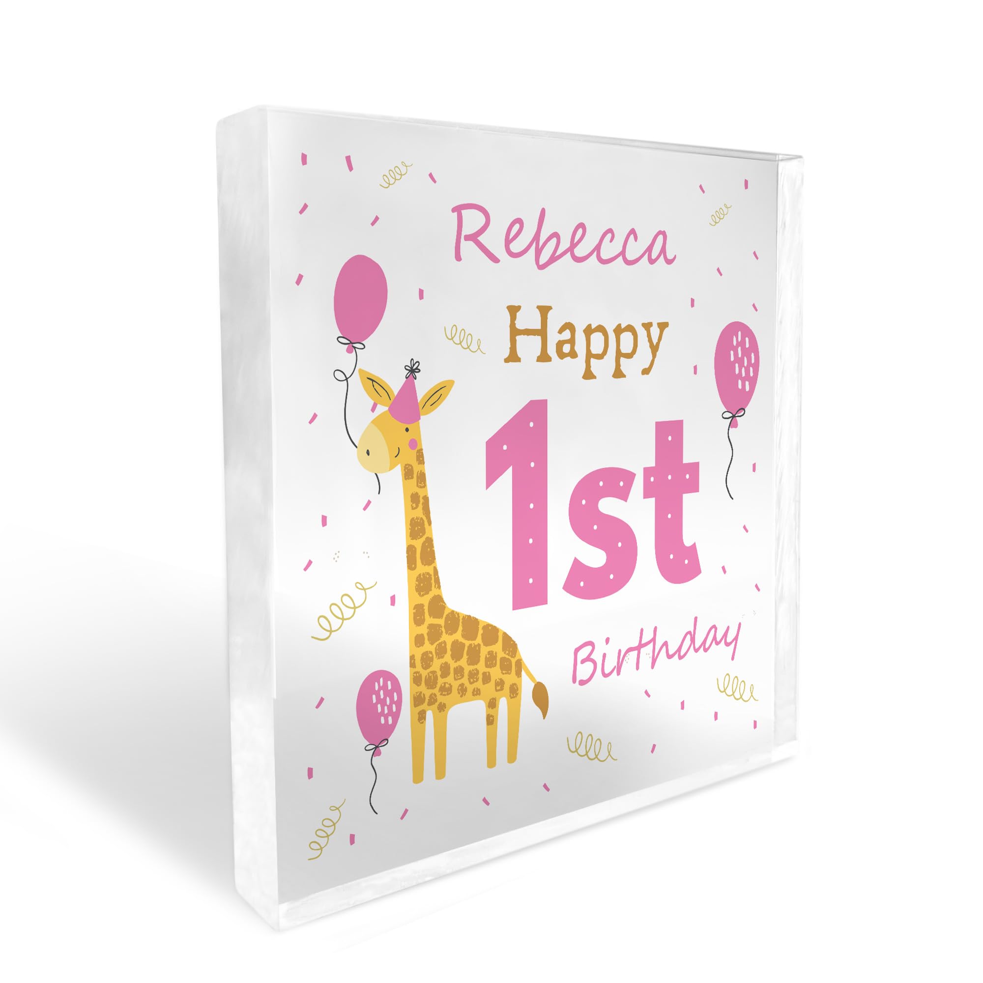 Red Ocean Personalised Happy 1st Birthday Gift For Baby Girl Daughter Granddaughter Acrylic Block First Birthday Gift For Daughter Keepsake