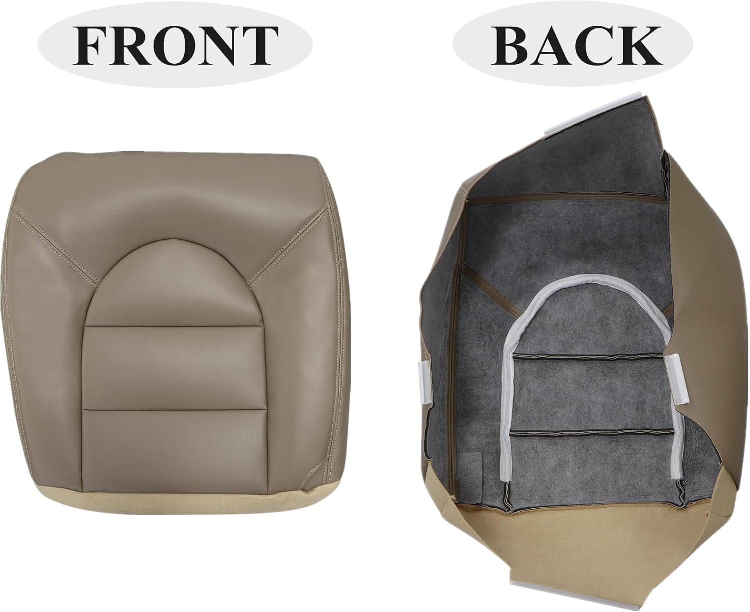 NLQR Front Driver and Passenger Bottom Replacement Seat Covers & Driver Bottom Seat Foam Cushion Compatible with Ford F250 F350 F450 F550 Lariat XLT 1999 2000