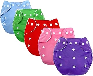 حفاضات اطفال - حفاضات قابلة للغسل واعادة الاستخدام لحديثي الولادة والرضع مع هيكل مريح ومتين (5 قطع)