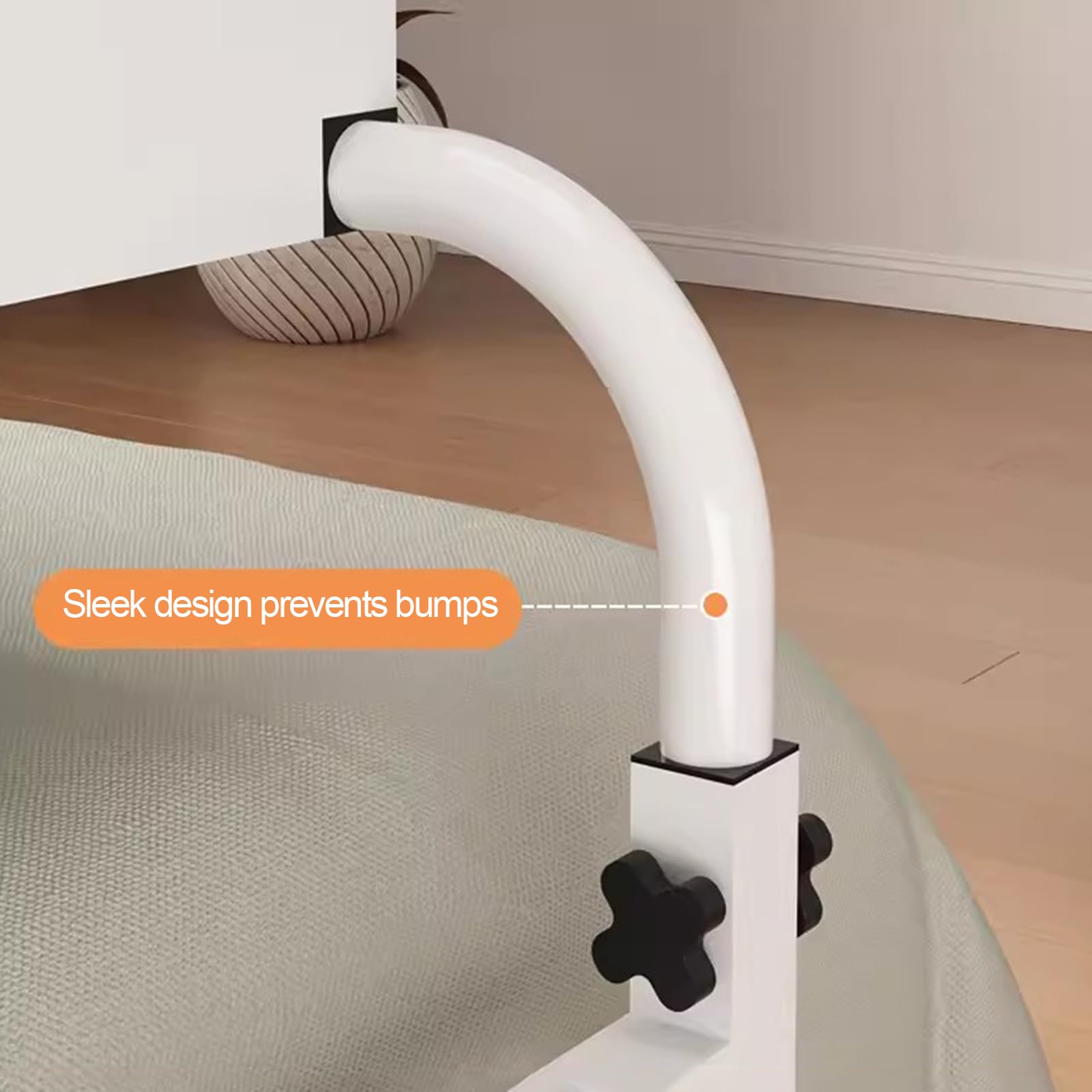 Tavolino Servitore Regolabile，Tavolino Mobile da Tavolo da Computer A Croce Tavolino da Letto E Divano Ruote con Lunghezza 115-210cm E Altezza 65-95cm Regolabili(Color:White)