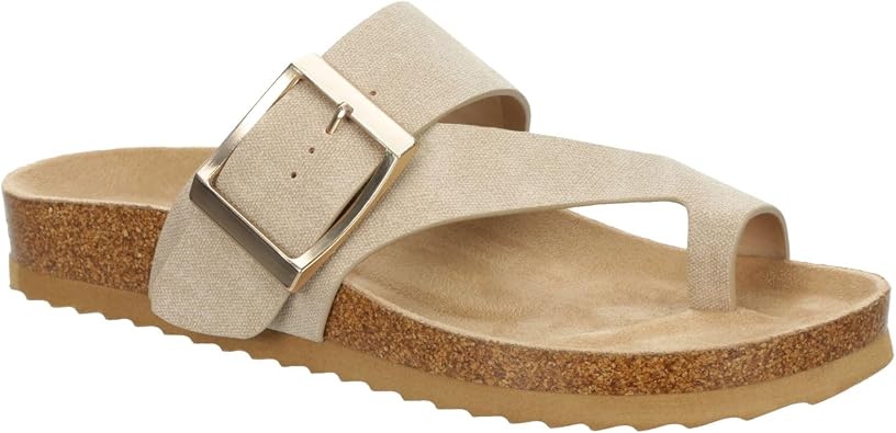 Bjorndal - Womens Faux Leather Slip-On Single Band Toe Strap Cork Bed Sandal